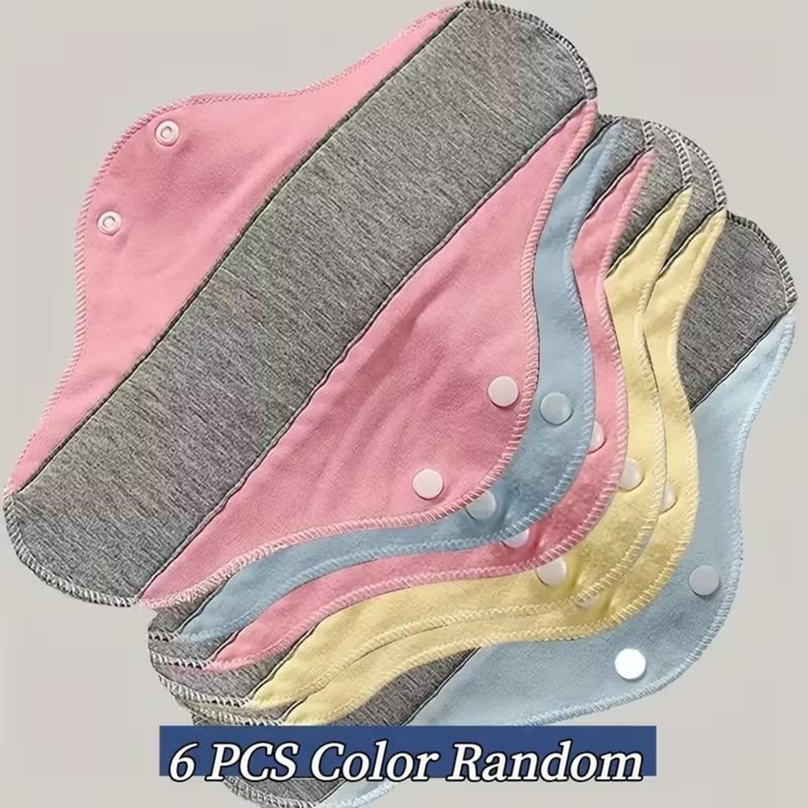 Cloth Pad Reusable - 6 serviettes hygiéniques lavables en tissu,